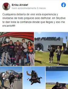 Experiencia de salto en paracaídas en Skydive Puebla